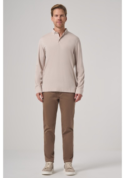 Morven Erkek Taş Trend Polo Yaka Rayon Sweatshirt 26ks063004870 Taş