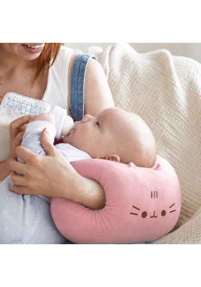 Living Kola Geçirilen Kedi Peluş Yastık - Açık Pembe - 35 Cm