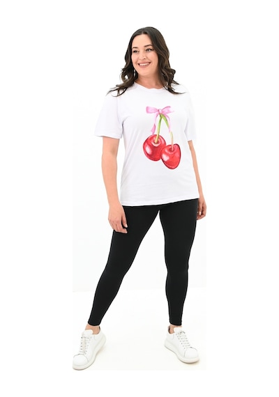Kadın Büyük Beden Kiraz Baskılı T-shirt 1785-24 001