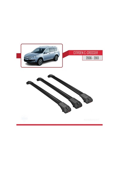 Citroen C-crosser 2006-2013 Arası İle Uyumlu Ace-1 Ara Atkı Tavan Barı Siyah 3 Adet Bar
