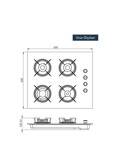 Kumtel Italian Design KO-40TAHDF Cam Ankastre Ocak