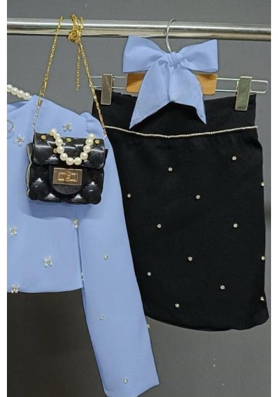 Riccotarz Kız Çocuk Üzeri Taş İşlemeli Etek Askılı Penye Bluz Ve Mavi Blazer Ceket Etekli Takım 001 Riccotarz Kız Çocuk Üzeri Taş İşlemeli Etek Askılı Penye Bluz Ve Mavi Blazer Ceket Etekli Takım 001