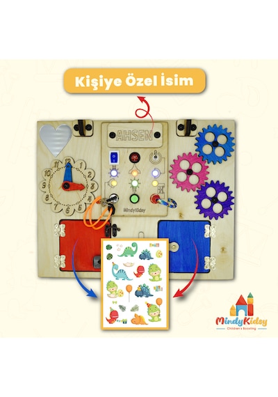 Montessori Aktivite Öğrenme Çantası Eğitici ve Geliştirici Ahşap Oyuncak Panosu Tahtası