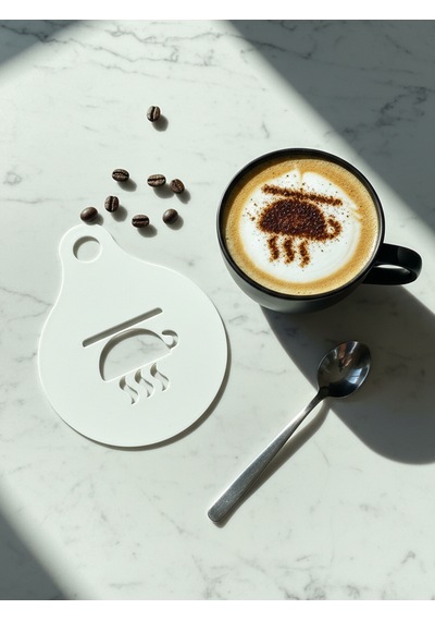 Kahve Şablonu Coffee Stencil Kahve Süsleme Aparatı Kalıbı Barista Desen Seti Beyaz