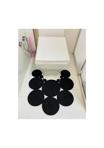 Jüt, Hasır, Paspas, Banyo Paspası, Klozet Önü Paspası, Klozet Paspas, Çift Taraflı Koyusiyah Koyusiyah