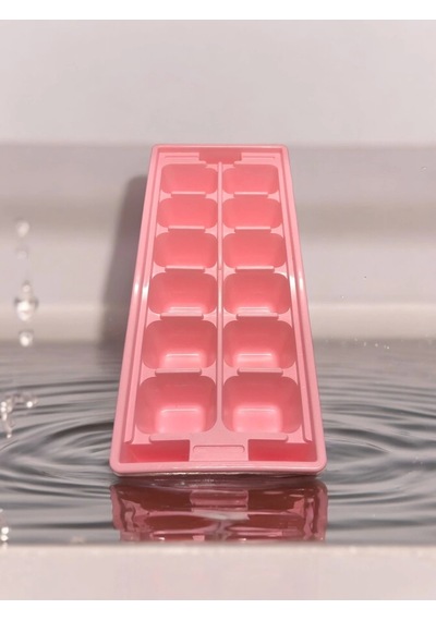Mybru Pembe Sert Plastik 12 Hazneli Kare Buz Kalıbı Pembe