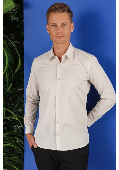 Efor Gk 683 Slim Fit Taş Klasik Gömlek Taş