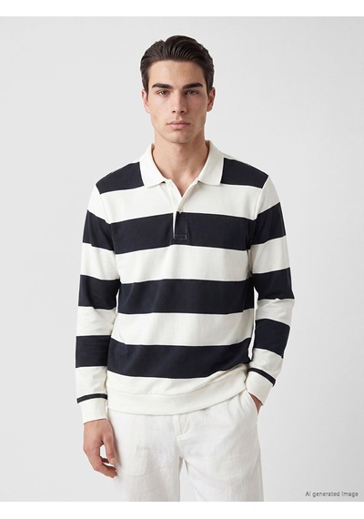 LC Waikiki Lc Waıkıkı Lacivert Polo Yaka Renk Bloklu Erkek Sweatshirt