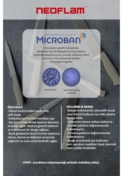 Microban Soyma Bıçağı 8cm, Gri D-neogpk008