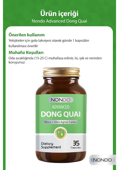 Nondo Advanced Dong Quai With Maca + Vitex Agnus Castus 35 Kapsül