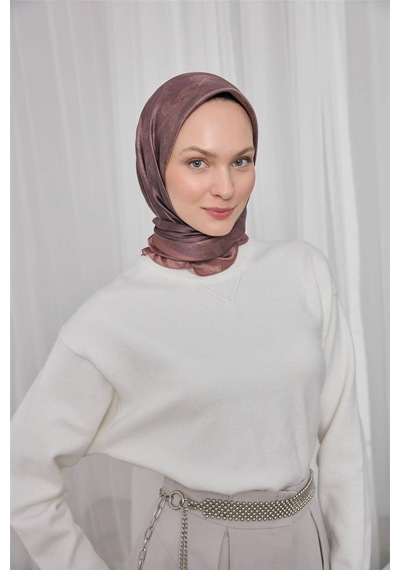Silk Home Polyester Karışımlı Shiny Eşarp Soğan Kabuğu Etnik Desenli Parlak Dokulu 90x90 Çok Renkli