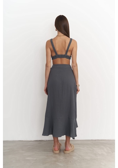Mai Collection Mai Studios Co. Adelina Antrasit Müslin Crop-etek Takım Antrasit Mai Collection Mai Studios Co. Adelina Antrasit Müslin Crop-etek Takım Antrasit