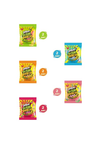 Kent Jelibon Sour Patch Tropikal Meyve Aromalı Yumuşak Şekerleme 10 x 80 G