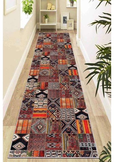 Renkli Kaymaz Patchwork Kesme Rulo Özel Ölçülü Yolluk Ar981n11 Çok Renkli
