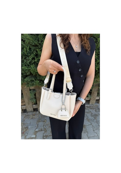 Just Polo Günlük Kombinlere Uygun Kadın Orta Boy Ayarlanabilir Askılı Şık El & Omuz Çantası Shoulder Bag Krem 08891826