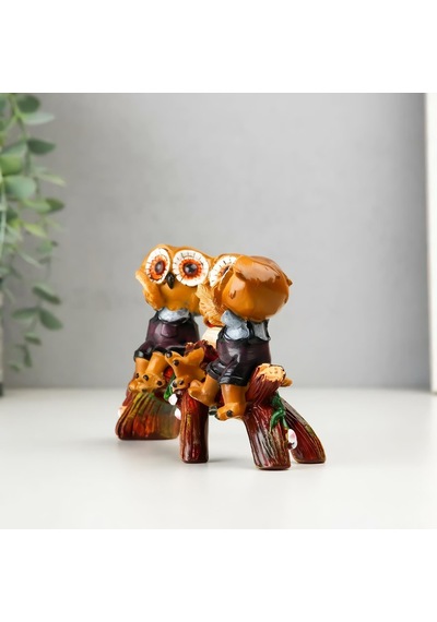 Lüks Polyester Baykuş Aile Biblo Görmedim Duymadım Bilmiyorum Dekoratif Hediyelik Obje Ofis Hediyesi 3