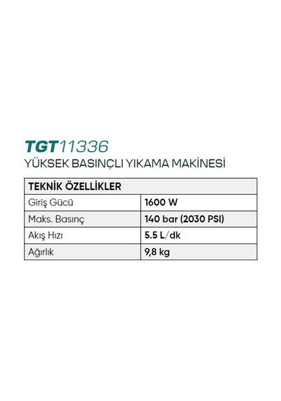 Total Yüksek Basınçlı Yıkama Makinesi 1600 W