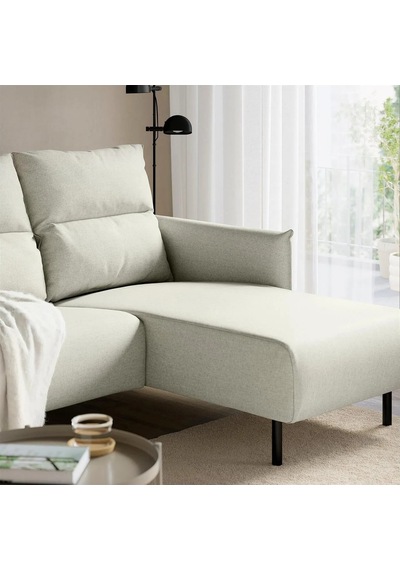 Ikea Bej Rahat Kanepe - Uzanma Koltuklu 3'lü Kanepe
