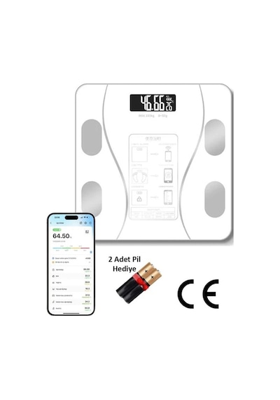 Alc Smart Body Scale Akıllı Banyo Baskülü Yağ Su Kas Vücut Tartı