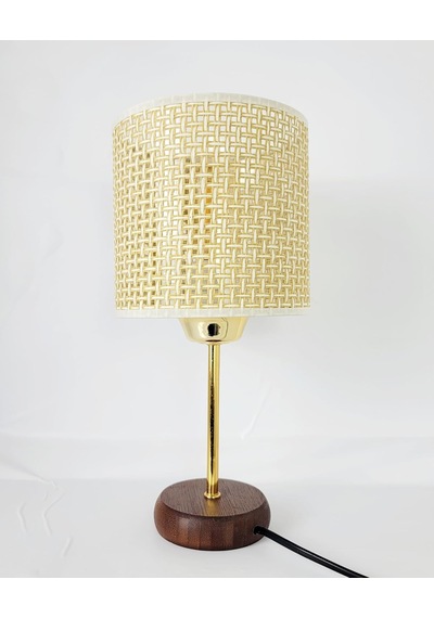 Bambu Taban Modern Gold Metal Ayaklı Hazeran Ve Hasır Kumaş Silindir Şapka Mini Abajur Masa Lambası Krem Rattan Diğer