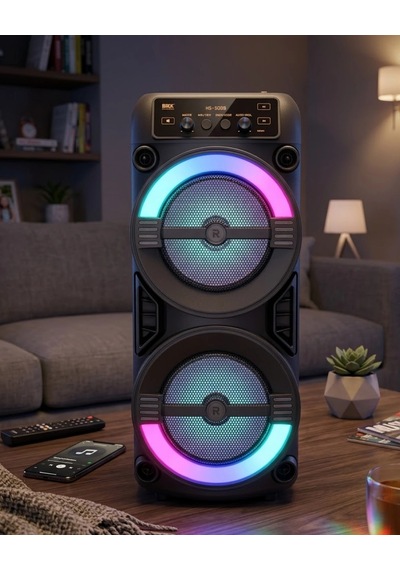 Hubrendy Tekno Rgb Işıklı Taşınabilir Bluetooth Hoparlör Güçlü Stereo Ses
