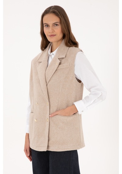 U.S. Polo Assn. Kadın Camel Melanj Örme Yelek 50315824-VR122