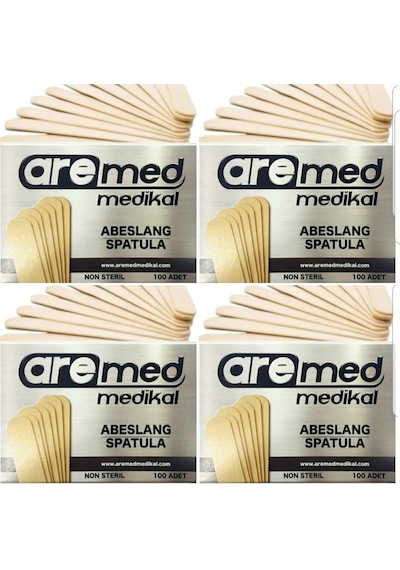 Aremed Abeslang Tahta Dil Basacağı Ahşap Spatula Çubuğu 100'lü 4 Kutu