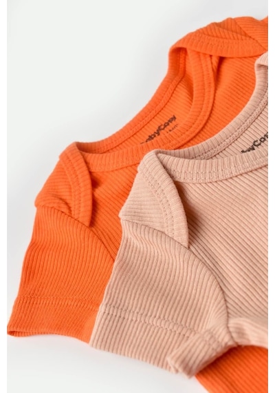 Rebebe Babycosy Modal 2 Li Kısa Kollu Bebek Badi - Bebek Body - Csym1121 (544646200) Turuncu