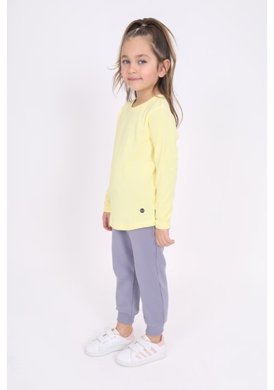 Toontoy Kids Toontoy Kız Çocuk Bisiklet Yaka Uzun Kollu Tişört Açık Sarı