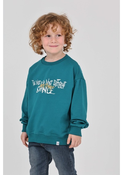 Toontoy Kids Toontoy Erkek Çocuk Tnty Design Baskılı Sweatshirt Petrol