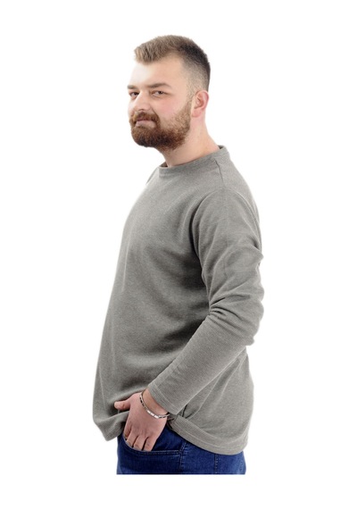 Mode Xl Büyük Beden Erkek Sweatshirt Bisiklet Yaka Uzun Kol Waffle 23460 Haki Haki