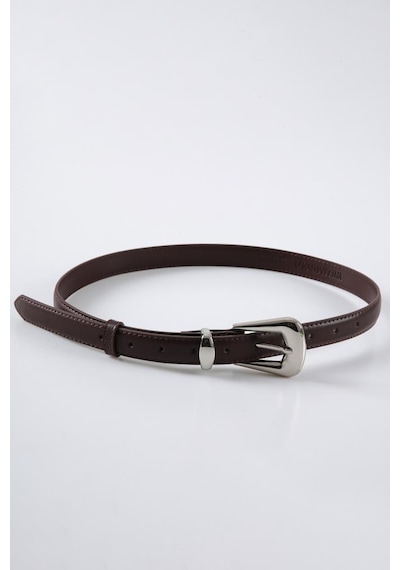 Williampolo Full Grain Deri Gümüş Toka Kahverengi Kadın Kemer