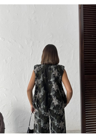 Verymoda Nakışlı Keten Fermuarlı Yelek Vmf2007 Siyah