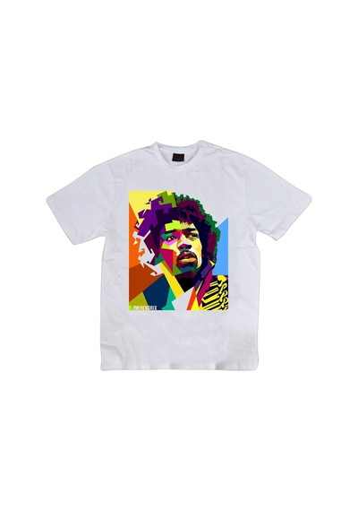Stoned&Fame Jimi Hendrix Baskılı T-shirt Beyaz