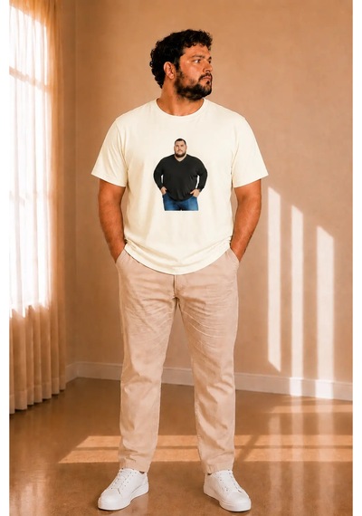 Sngl Tekstil Erkek Adam Baskılı Kısa Kollu T-shirt S-m-l-xl-xxl Ekru