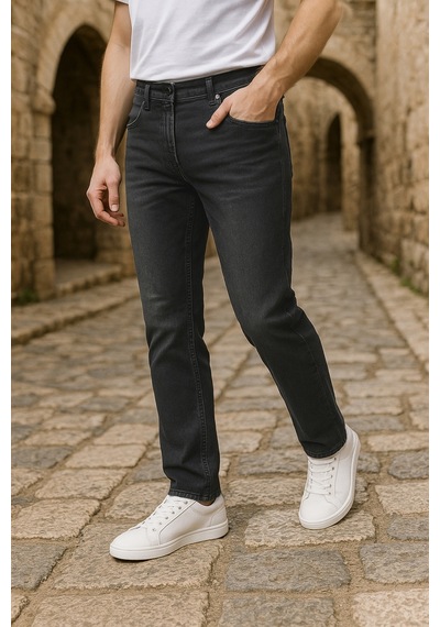 Cedy Denim Xcedy Premium Yüksek Kalite Erkek Klasik 5 Cep Yüksek Bel Regularfit Esnek Boru Paça Pantolon Siyah