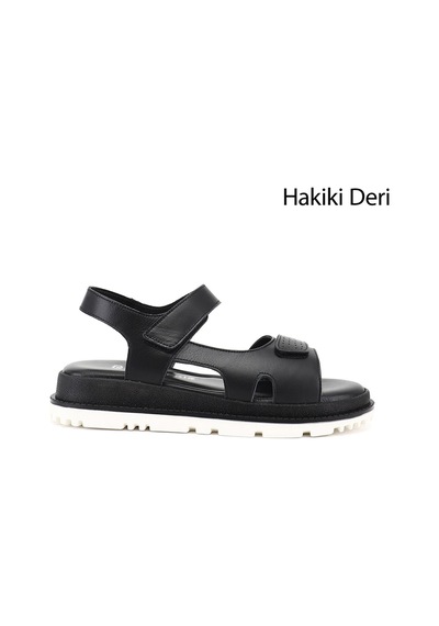 Gönderi(R) Gönderi R Kadın Siyah Cırt Bantlı Hakiki Deri Sandalet Dyza55945129