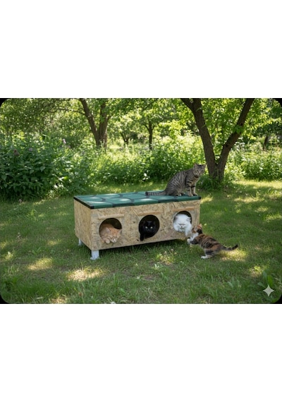 Dabanlıoğlu Mobilya Dış Mekan Kedi Evi Kurulu Gönderim 35 35 90 Jumbo Su Ve Rüzgar Gecirmez Yalıtım Kaplı Catı