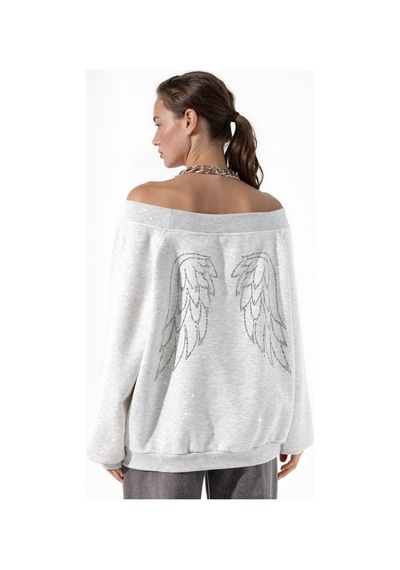 Hiccup Busem Kadın Pamuk Karışımlı Sweatshirt Açık Gri