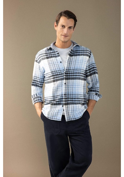 DeFacto Regular Fit Normal Kesim Kareli Oduncu Flanel Uzun Kollu Gömlek S9275AZ24AUBE524 Mavi DeFacto Regular Fit Normal Kesim Kareli Oduncu Flanel Uzun Kollu Gömlek S9275AZ24AUBE524 Mavi