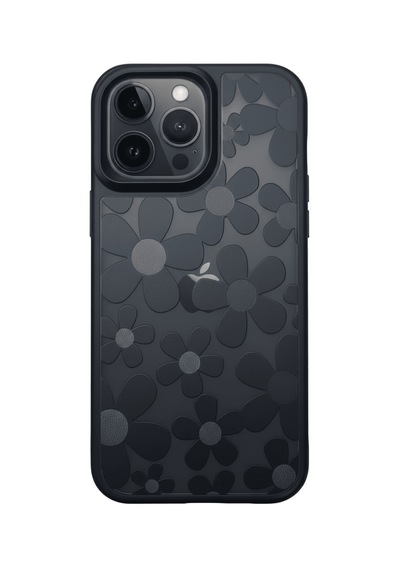 Apple iPhone Uyumlu 16 Pro Max Çiçekli Kılıf Bağlama Aparatlı Siyah - Elm-01-769648