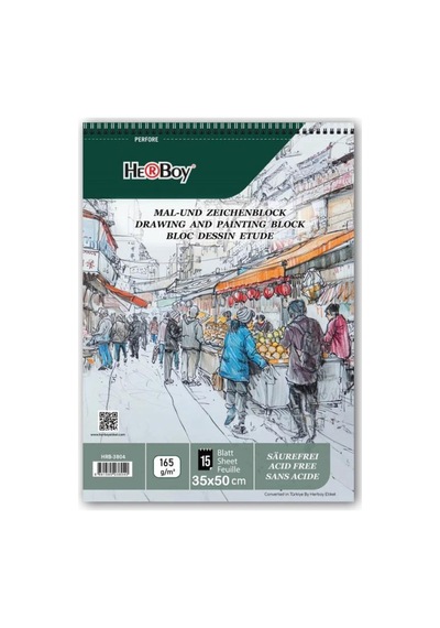 Herboy Spiralli Dokulu Resim Defteri 35x50 Cm 165gr. 15'li Hrb-3805