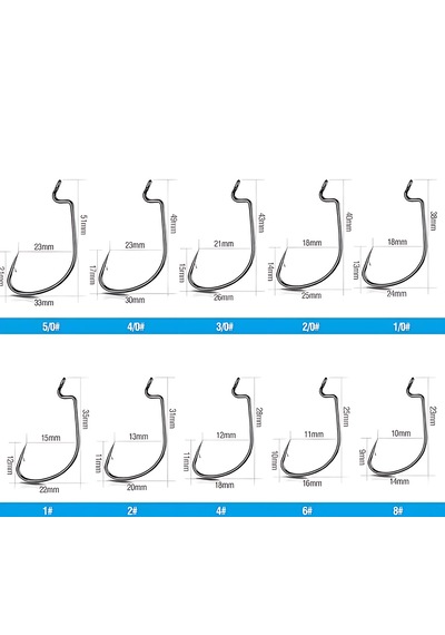 Hokkaido 50 Adet No:4/0 Offset,jig Head,silikon,,delikli İğne,