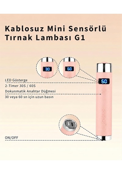 Tr G1 Sensörlü Mini Ai Uv Led Lamba Manyetik Standlı Manikür Tırnak Kurutucu Pembe 5w