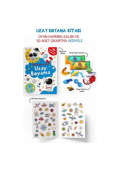 Uzay Boyama Kitabı - Oyun Hamurlu - 3 Yaş +