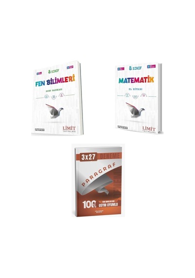 2027 Limit 8. Sınıf Fen Lgs Bilimleri Soru + Matematik El Kitabı + Anla Kazan Paragraf Deneme 3'lü Set