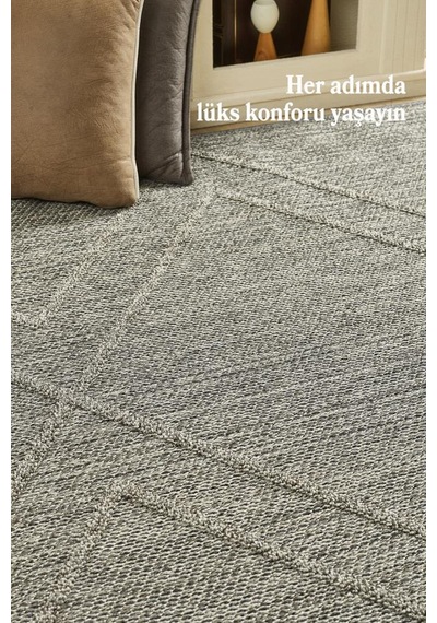 İskandinav Tasarım Zigzag Desenli Gri Halı Salon Halısı Mutfak Halısı Yolluk Paspas Dış Mekan Halı