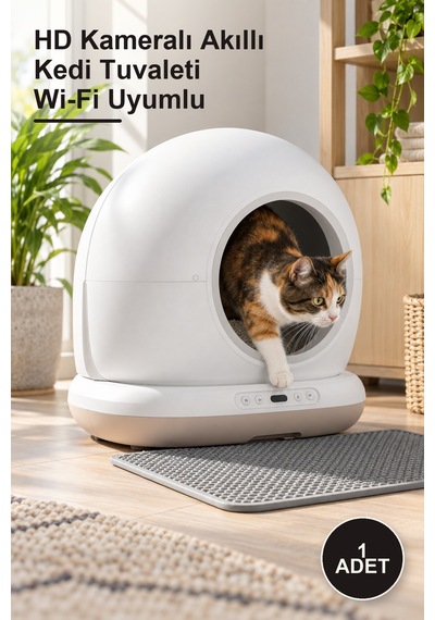 1 Adet Hd Kameralı Akıllı Kedi Tuvaleti Wi-fi Uyumlu