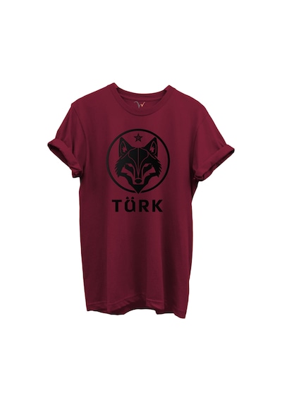 Kurt Ve Türk Özel Koleksiyon Serisi-2 Tasarım Baskılı %100 Pamuk T-shirt Bordo
