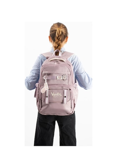 Ventis Unisex Okul Çantası Ortaokul Lise Sırt Çantası 43 30 Cm Su Geçirmez Kumaş Çok Cepli Vnt5-d Pembe